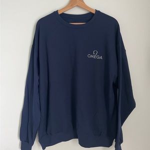 Navy Blue Watch Company Omega Old Money Embroidery Crewneck